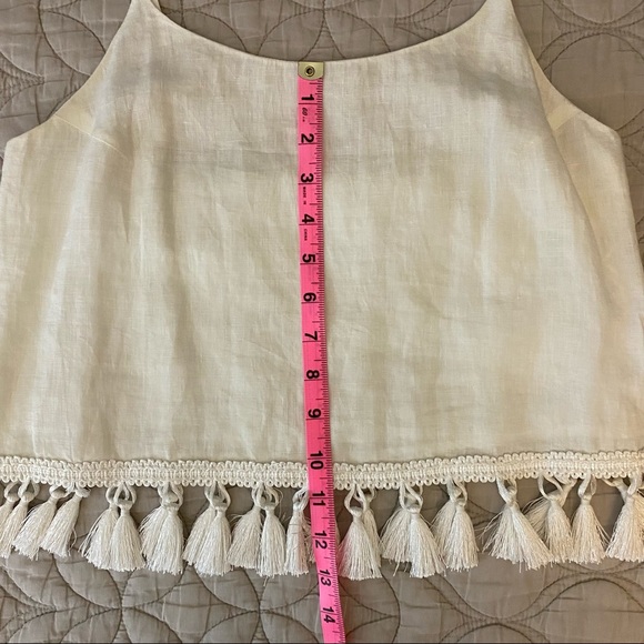 Club Monaco | Cropped Linen Tassel Camisole — White | XS - Picture 10 of 11